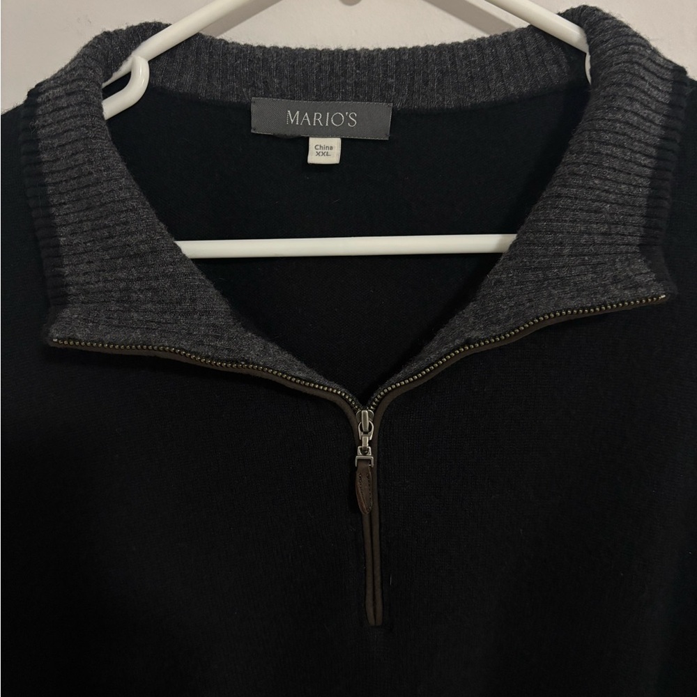 MARIO’S Men's Zip-Up Sweater in Black and Gray 100% Cashmere XXL - Picture 3 of 4